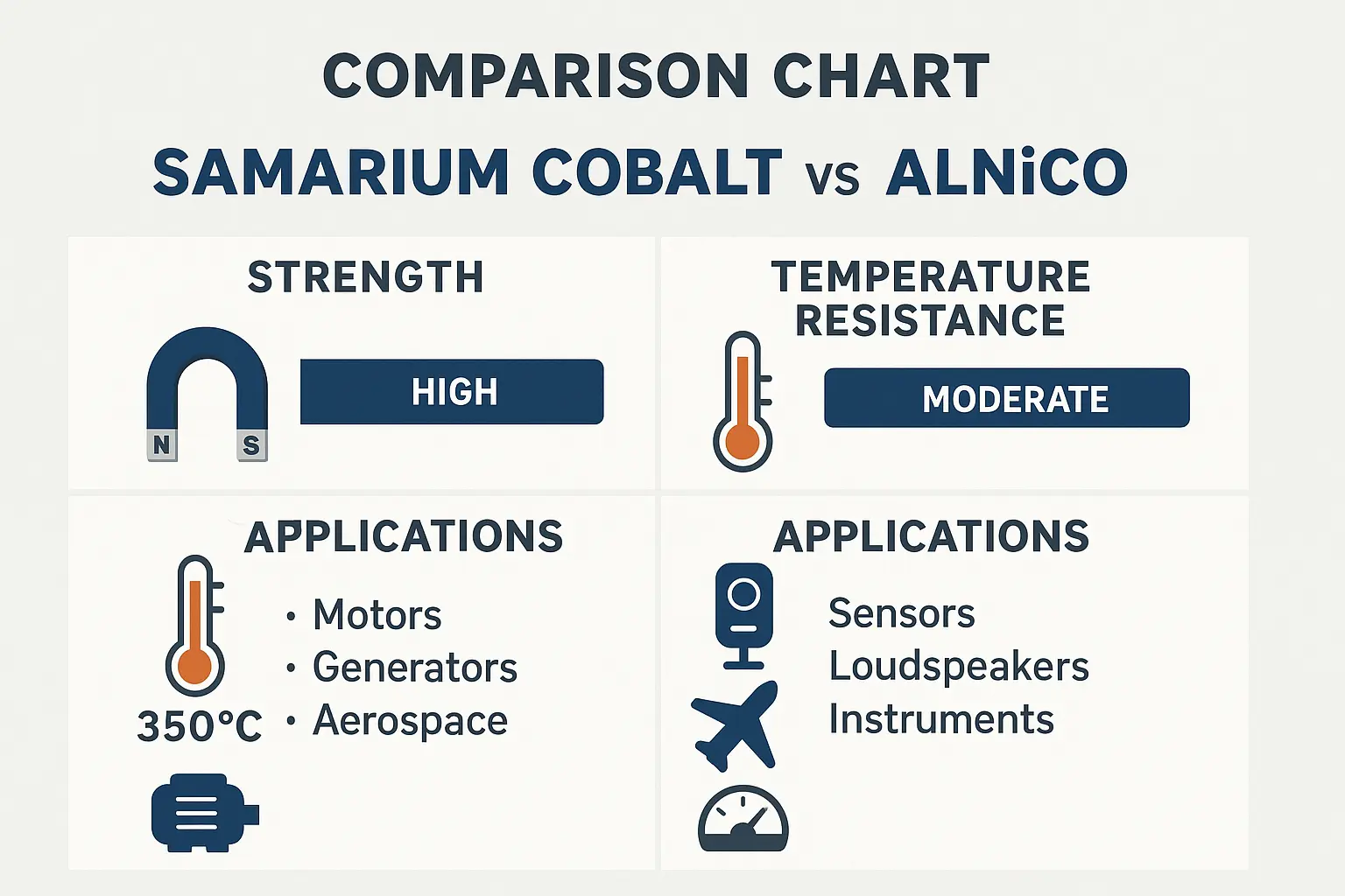 Différence entre les aimants en samarium-cobalt et en AlNiCo