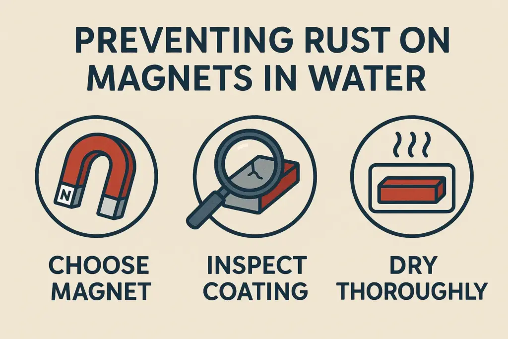Conseils infographiques pour prévenir la rouille sur les aimants permanents dans l'eau