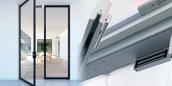 Cerradura electromagnética activada por corriente eléctrica en un sistema domótico.