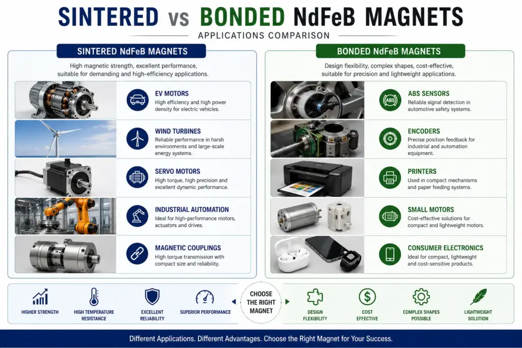 Industrial applications of sintered and bonded NdFeB magnets